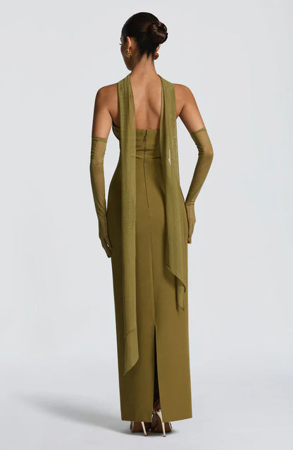 Valentina | Damen Gelber Leichter Stretch Mesh Kleid Schal