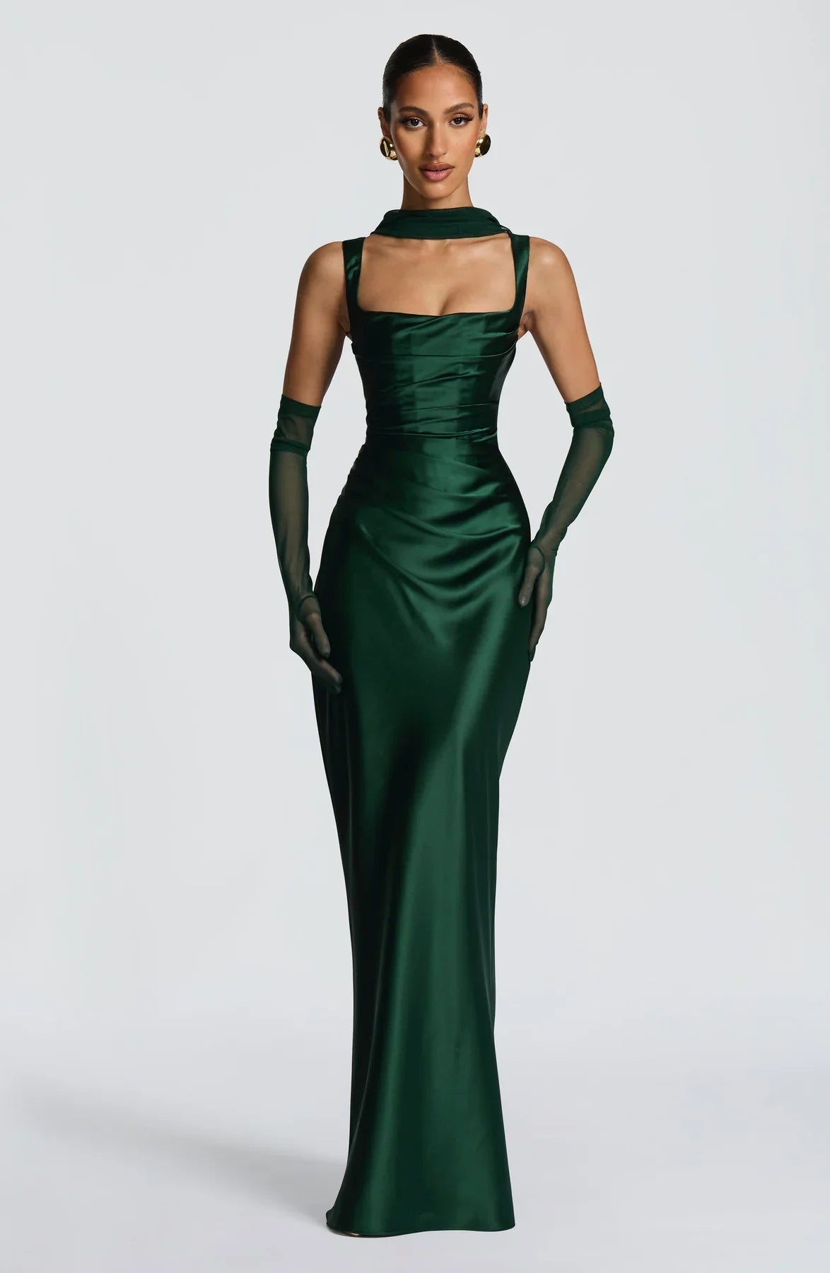Valentina | Damen Gelber Leichter Stretch Mesh Kleid Schal