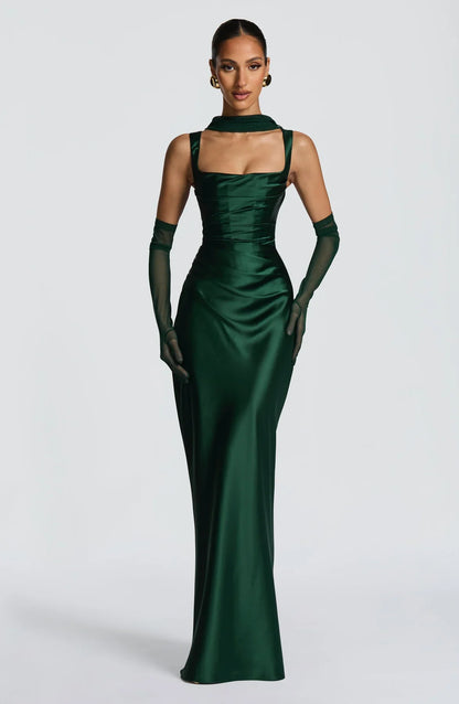 Valentina | Damen Gelber Leichter Stretch Mesh Kleid Schal