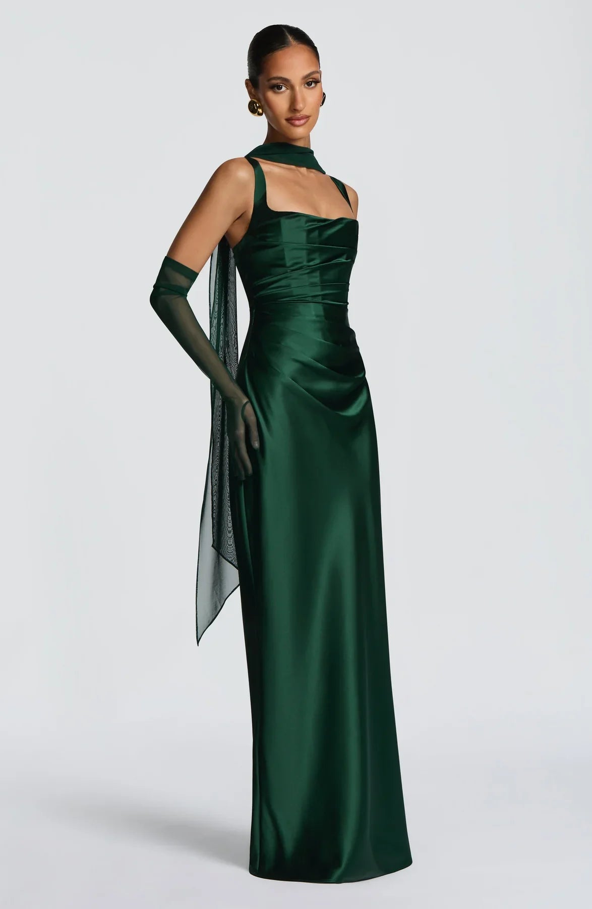 Valentina | Damen Gelber Leichter Stretch Mesh Kleid Schal