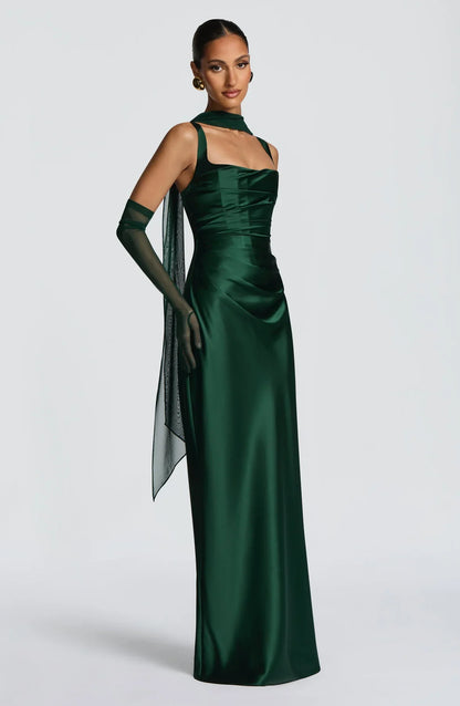 Valentina | Damen Gelber Leichter Stretch Mesh Kleid Schal