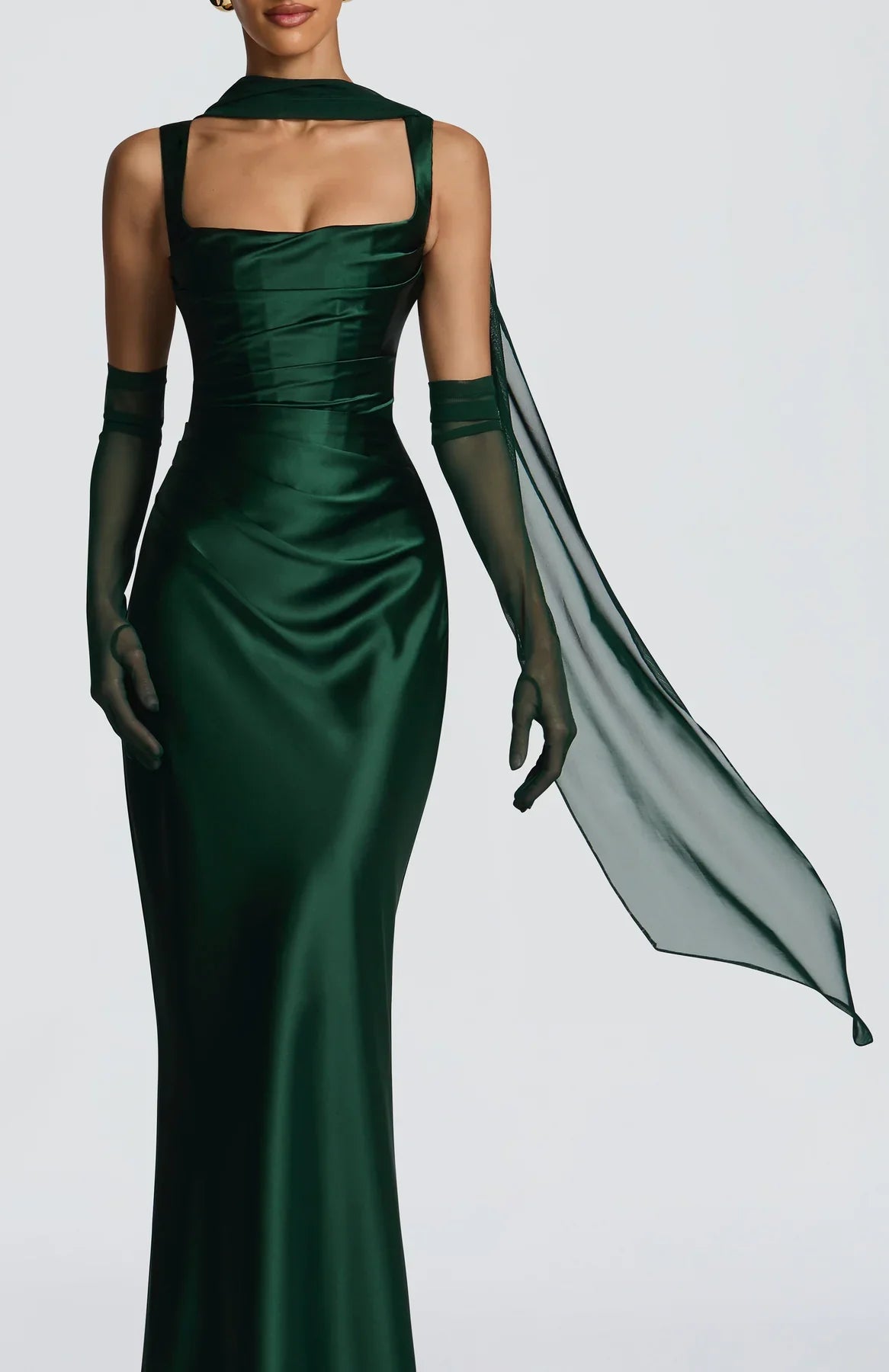 Valentina | Damen Gelber Leichter Stretch Mesh Kleid Schal