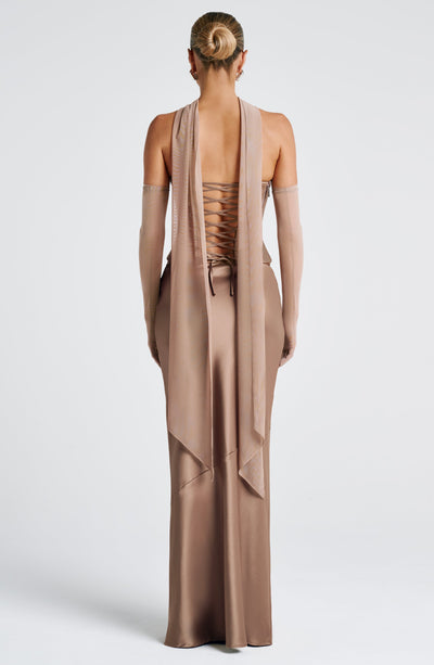 Valentina | Damen Gelber Leichter Stretch Mesh Kleid Schal