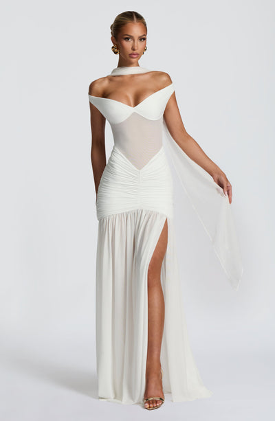 Valentina | Damen Gelber Leichter Stretch Mesh Kleid Schal