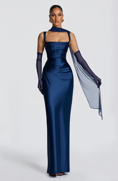 Valentina | Damen Gelber Leichter Stretch Mesh Kleid Schal
