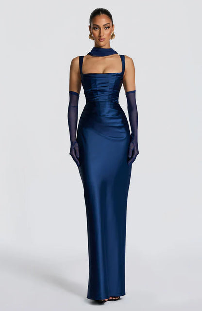 Valentina | Damen Gelber Leichter Stretch Mesh Kleid Schal