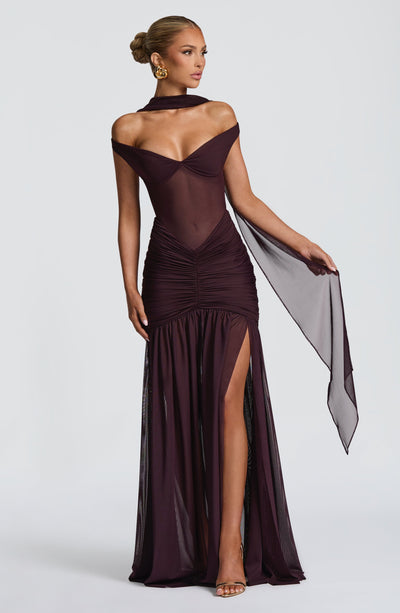 Valentina | Damen Gelber Leichter Stretch Mesh Kleid Schal