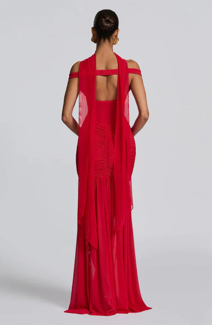 Valentina | Damen Gelber Leichter Stretch Mesh Kleid Schal