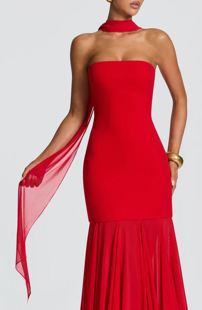 Valentina | Damen Gelber Leichter Stretch Mesh Kleid Schal