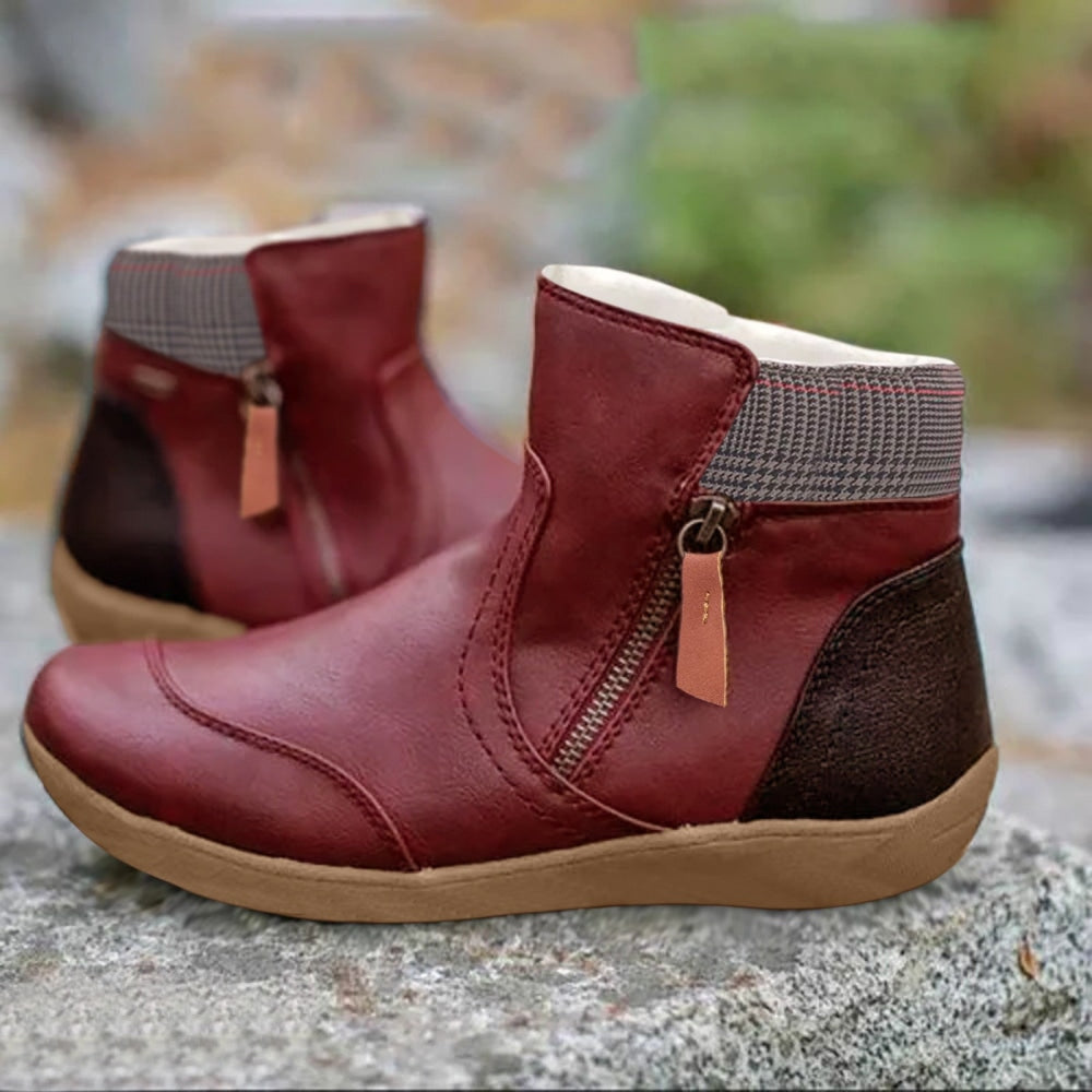 Birgit | Damen Gefütterte Bequeme Stiefeletten mit Reißverschluss