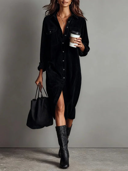 Samira | Damen Casual Knöpfen Midikleid