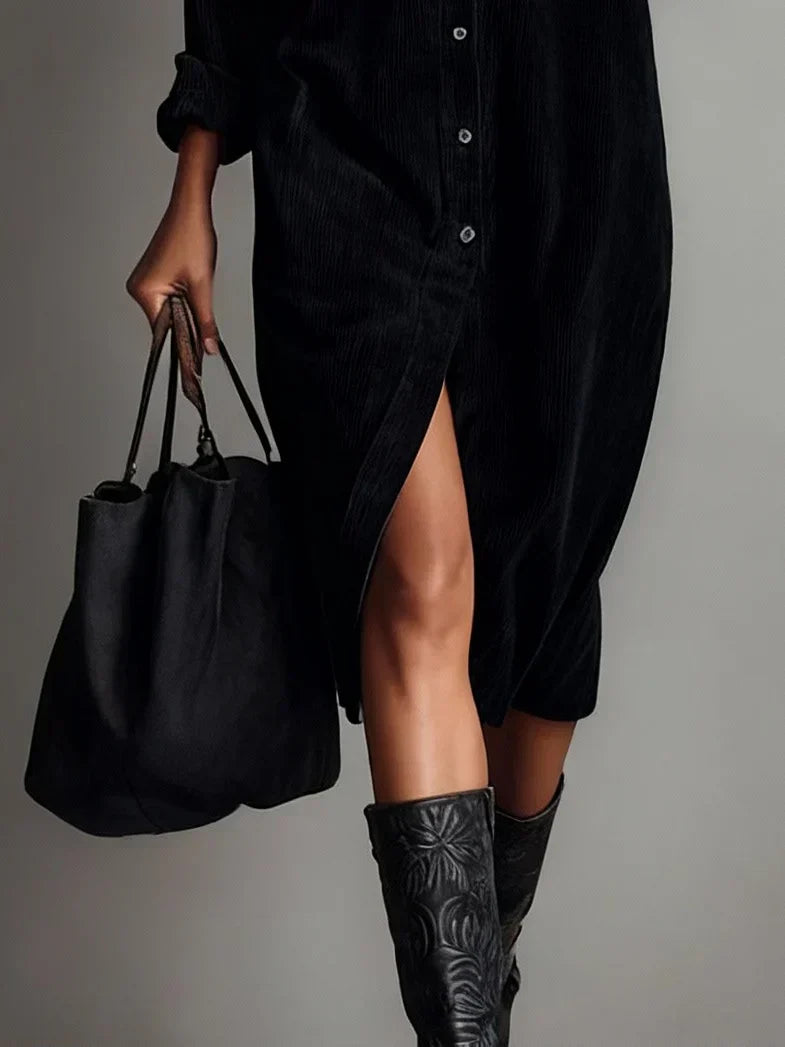Samira | Damen Casual Knöpfen Midikleid