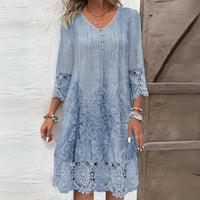 Paula | Damen Boho Langarm Midikleid