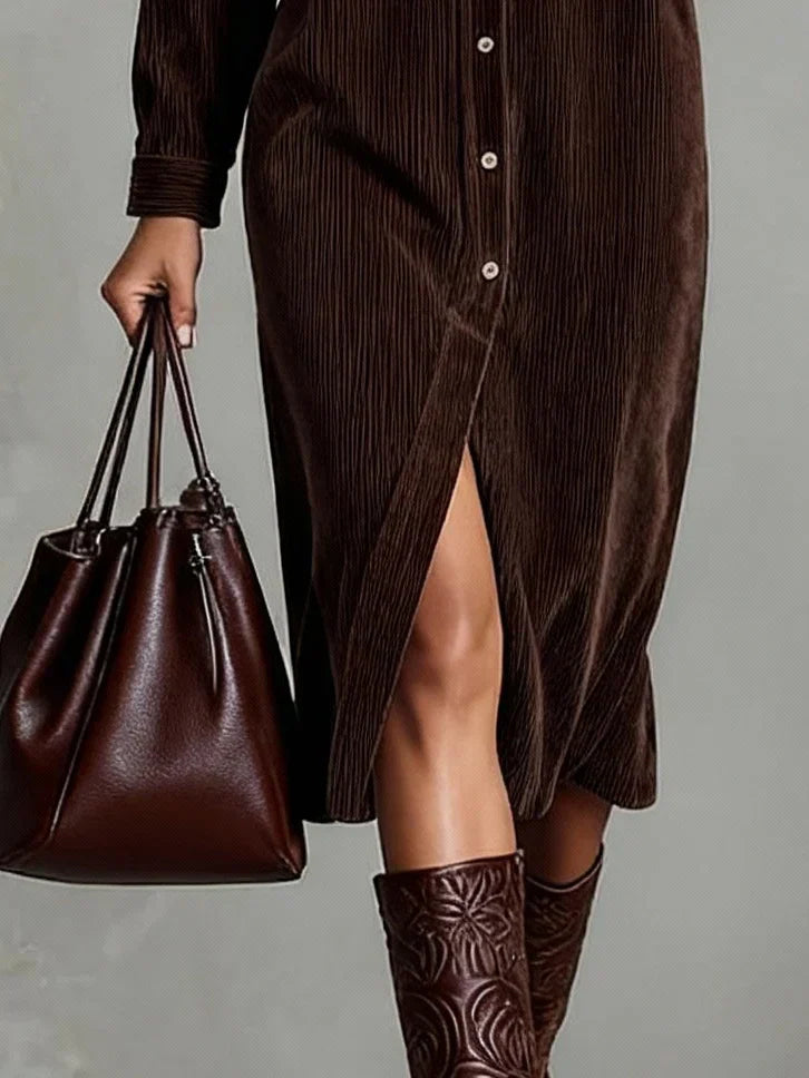 Samira | Damen Casual Knöpfen Midikleid