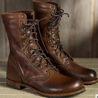 Christina | Damen Hohe Schnürung Braune Lederstiefel