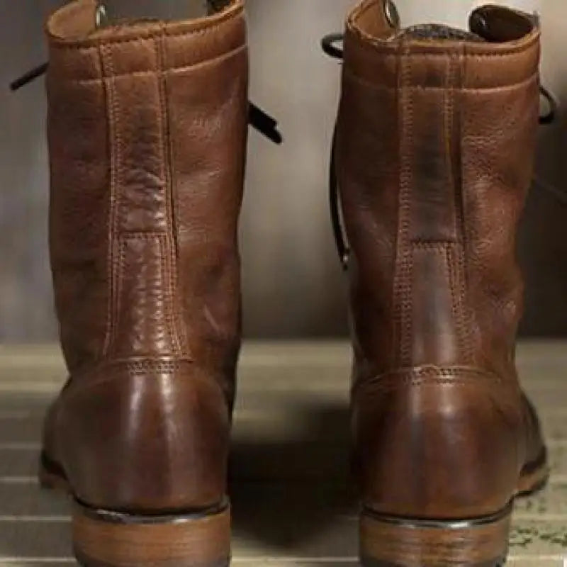 Christina | Damen Hohe Schnürung Braune Lederstiefel