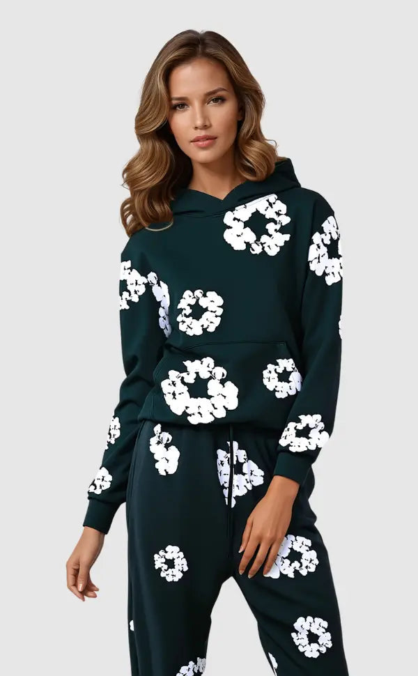 Cornelia | Damen Lässiger Blumenprint Hoodie