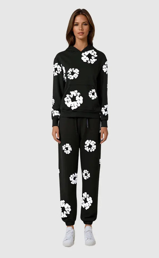 Cornelia | Damen Lässiger Blumenprint Hoodie