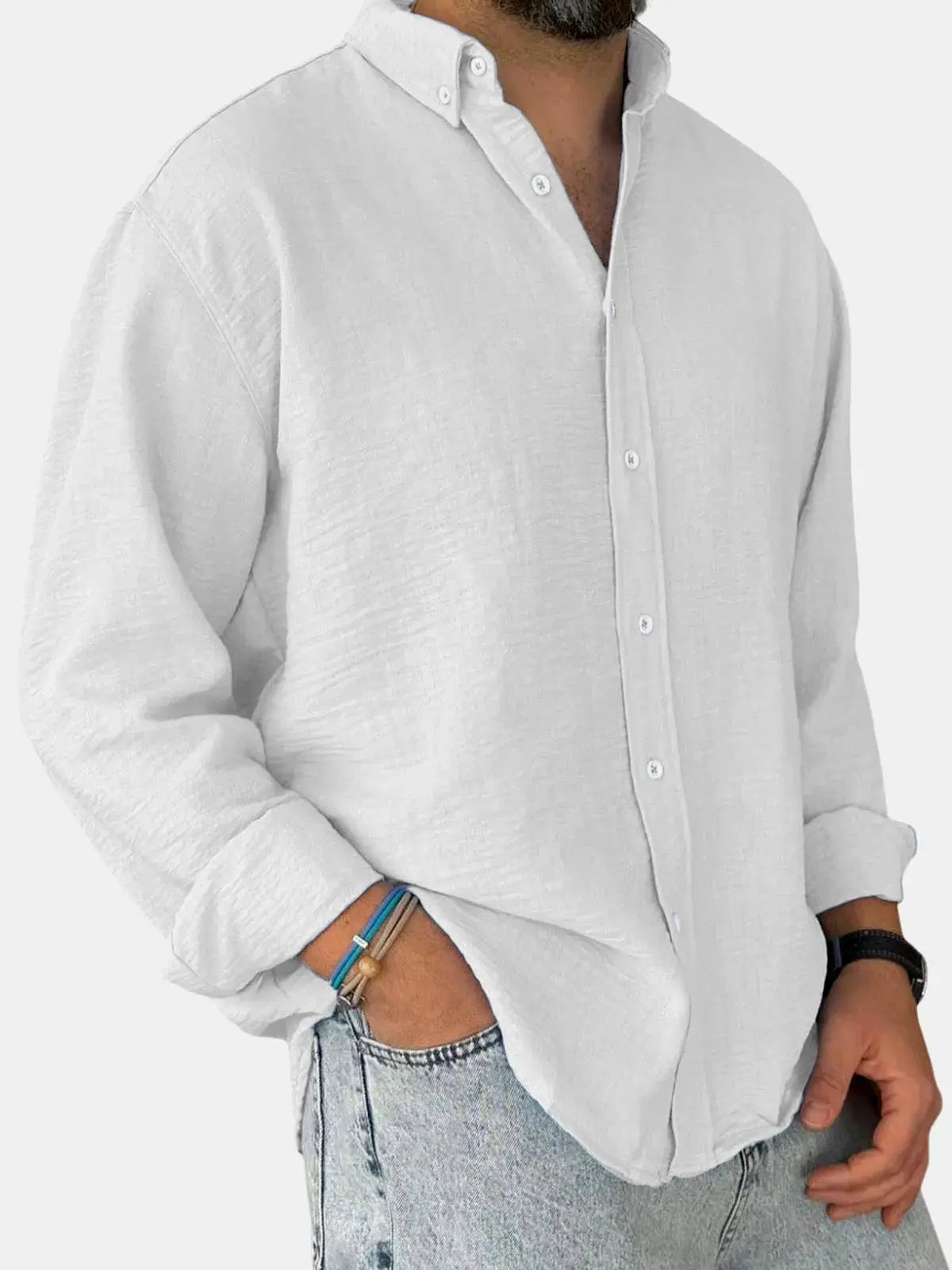 Herren Freizeit Button-Down Langarm Hemd