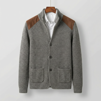 David | Herren Gestrickter Strickblazer mit Knopfleiste