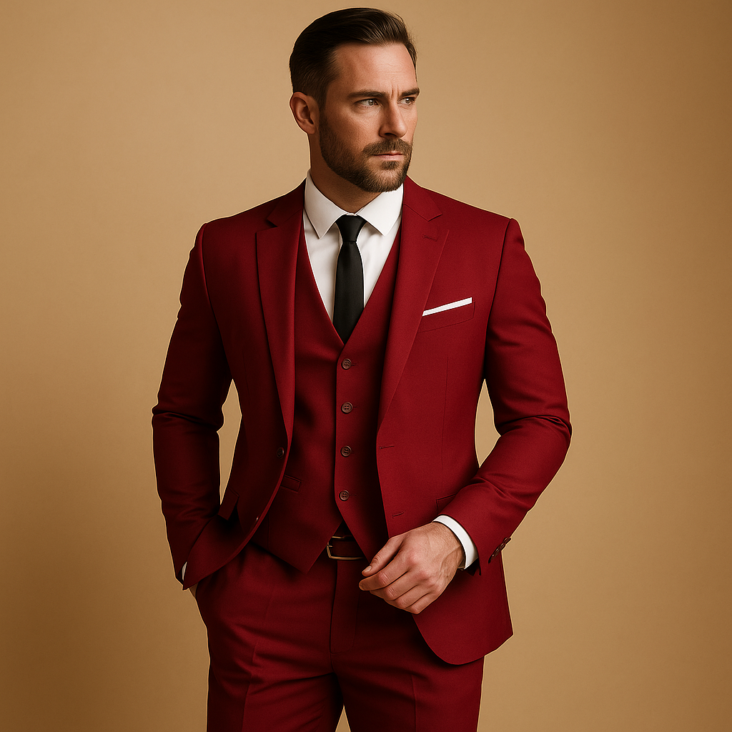 Herren Dreiteiliges Anzug Set | Gerade Schnittführung für formelle Anlässe