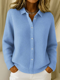 Monika | Damen Klassischer Kragen Knopfpullover