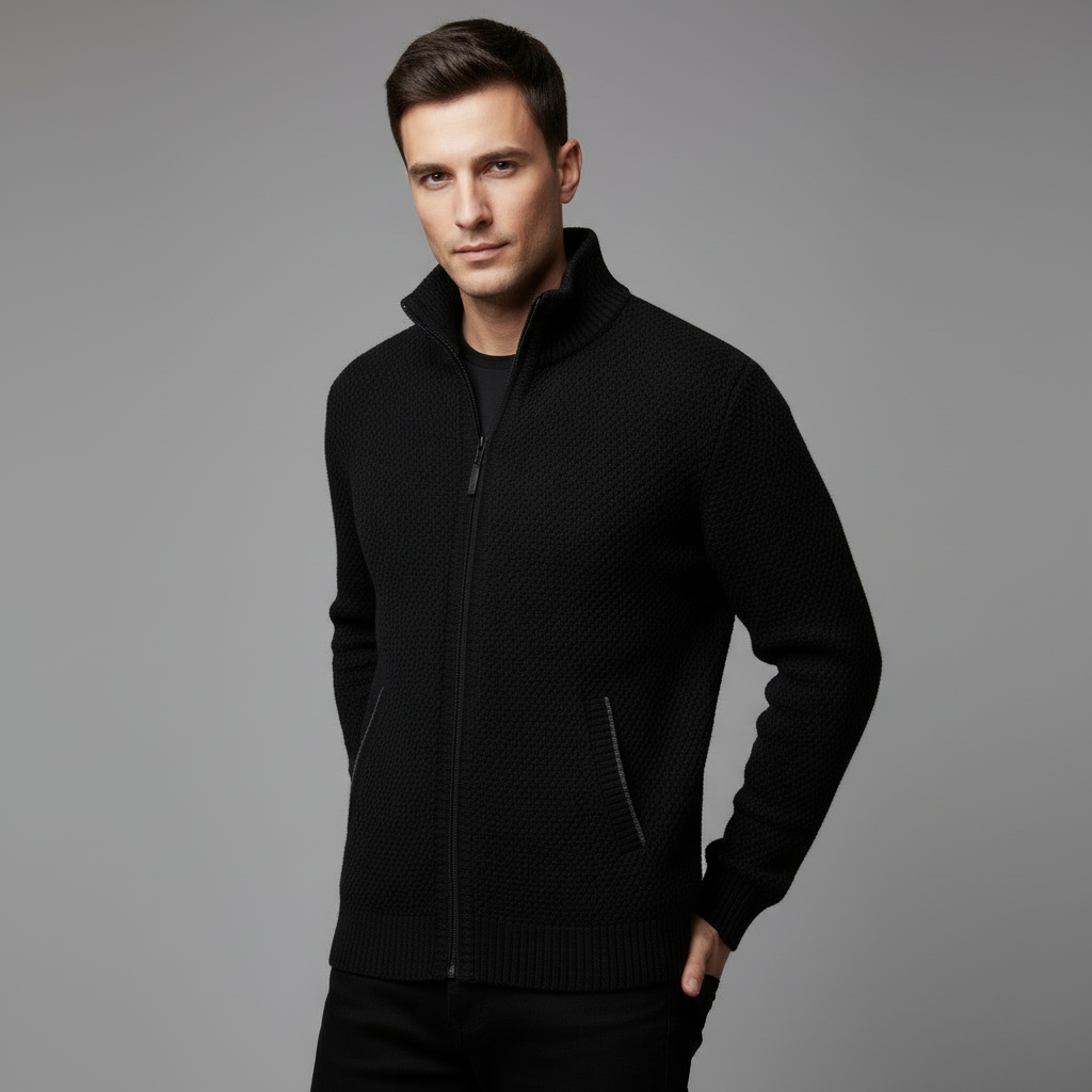 Wolfgang | Herren Bequem Fleece Strickjacke