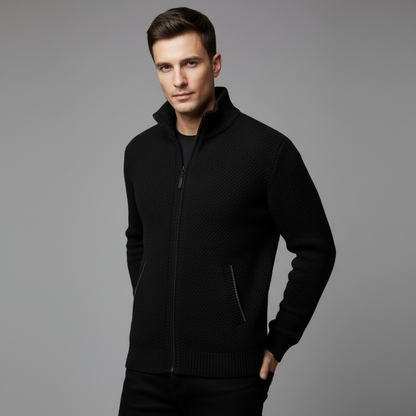 Wolfgang | Herren Bequem Fleece Strickjacke