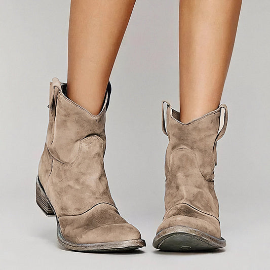 Ella | Damen Lässige Cowboy-Stiefeletten mit Blockabsatz