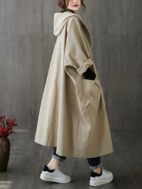 Ella | Damen Langer Wasserdichter Kapuze Trenchcoat