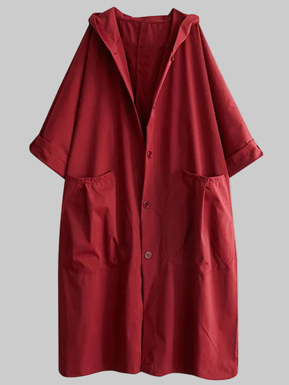 Ella | Damen Langer Wasserdichter Kapuze Trenchcoat