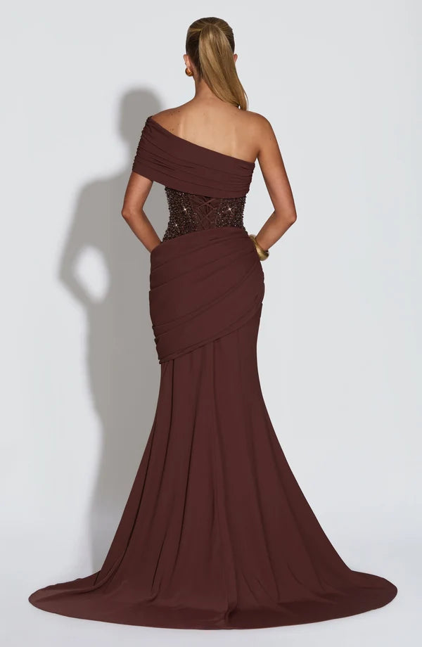 Maja | Damen Schulterfreies Glitzerndes Abendkleid