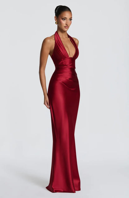 Theresa | Damen Tailliertes Rückenfreies Abendkleid mit Neckholder