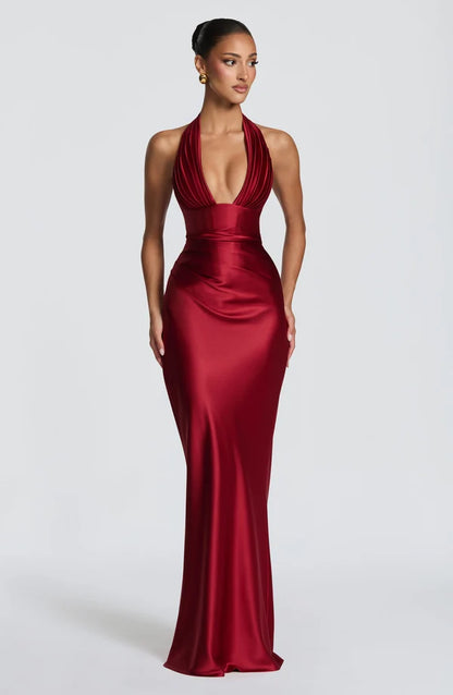 Theresa | Damen Tailliertes Rückenfreies Abendkleid mit Neckholder