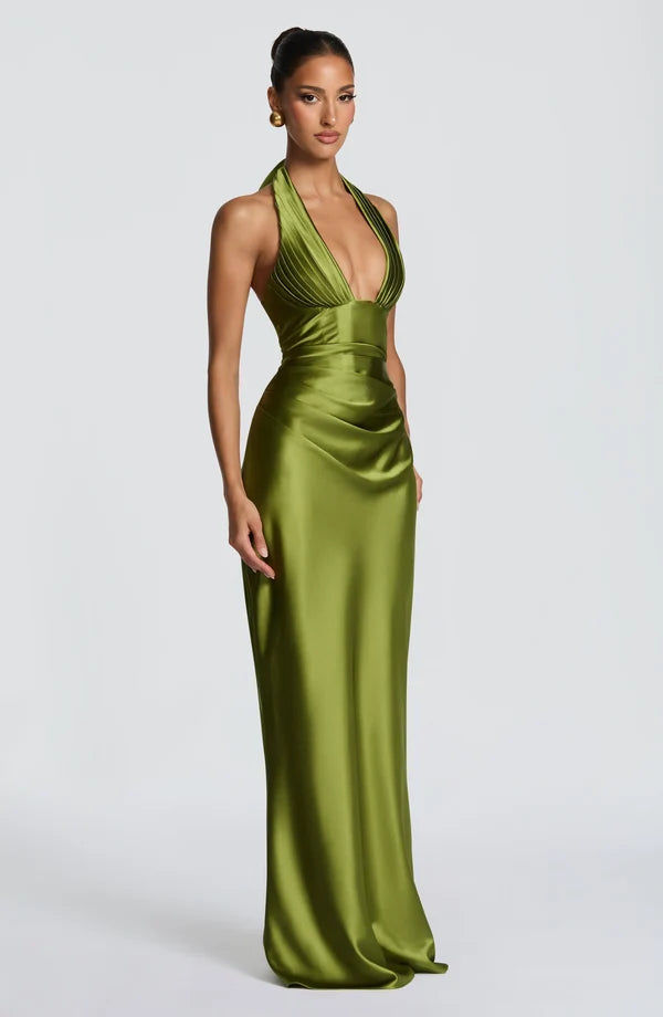 Theresa | Damen Tailliertes Rückenfreies Abendkleid mit Neckholder