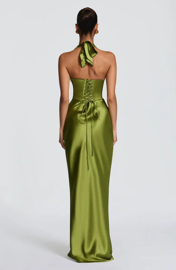Theresa | Damen Tailliertes Rückenfreies Abendkleid mit Neckholder