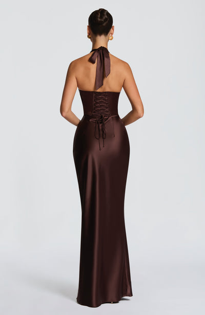 Theresa | Damen Tailliertes Rückenfreies Abendkleid mit Neckholder