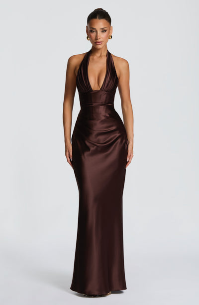 Theresa | Damen Tailliertes Rückenfreies Abendkleid mit Neckholder