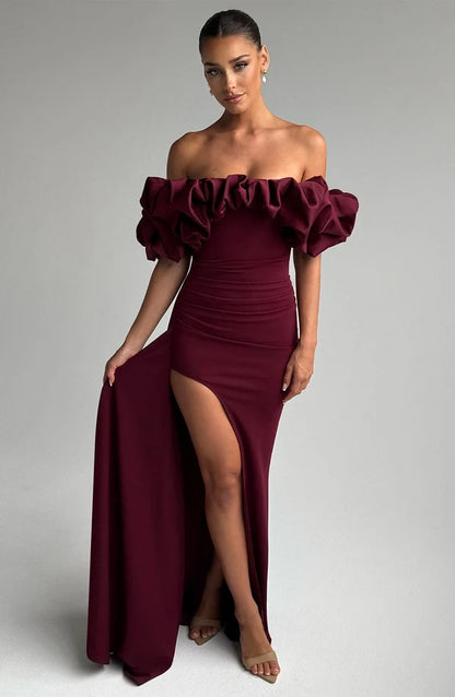 Nicole | Damen Schulterfreies Figurbetontes Abendkleid
