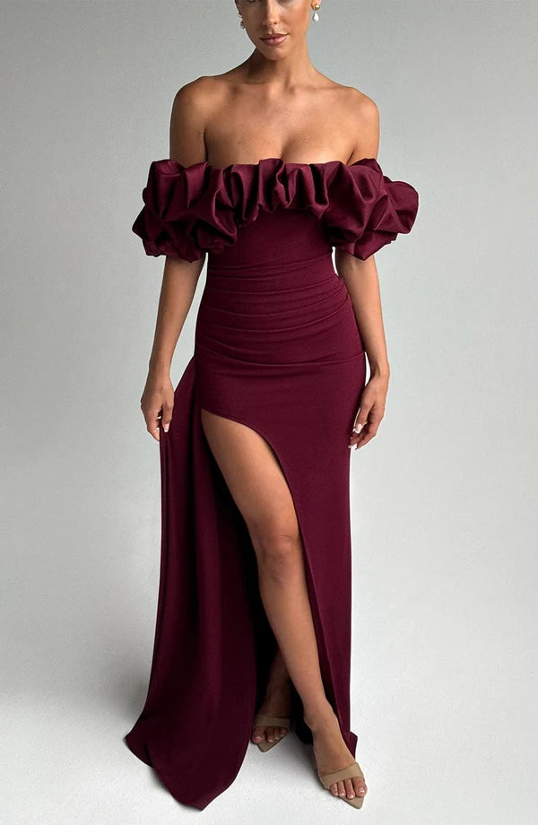 Nicole | Damen Schulterfreies Figurbetontes Abendkleid