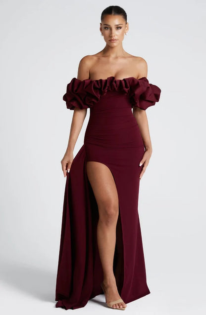 Nicole | Damen Schulterfreies Figurbetontes Abendkleid