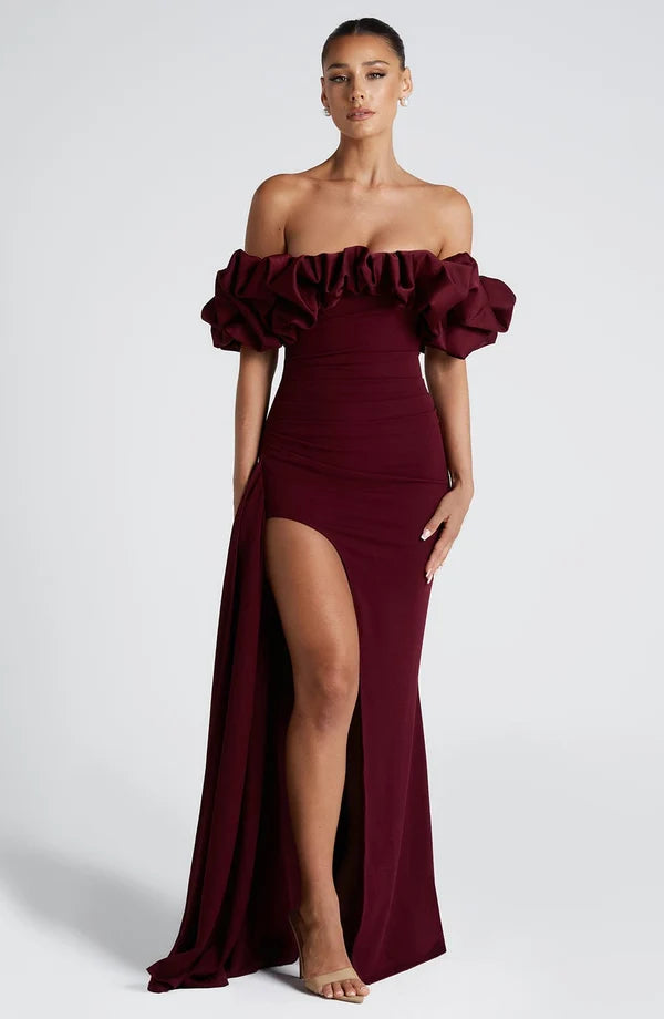 Nicole | Damen Schulterfreies Figurbetontes Abendkleid