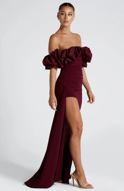 Nicole | Damen Schulterfreies Figurbetontes Abendkleid
