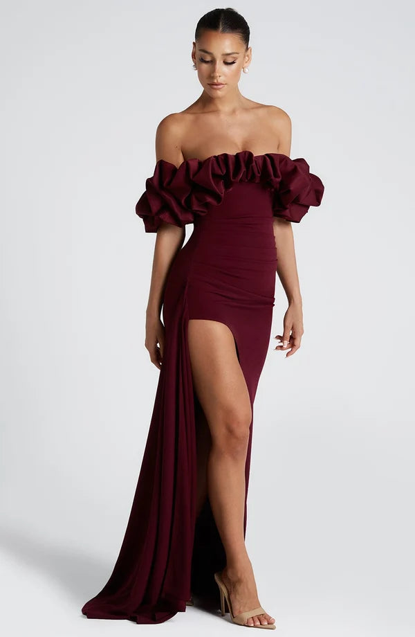 Nicole | Damen Schulterfreies Figurbetontes Abendkleid