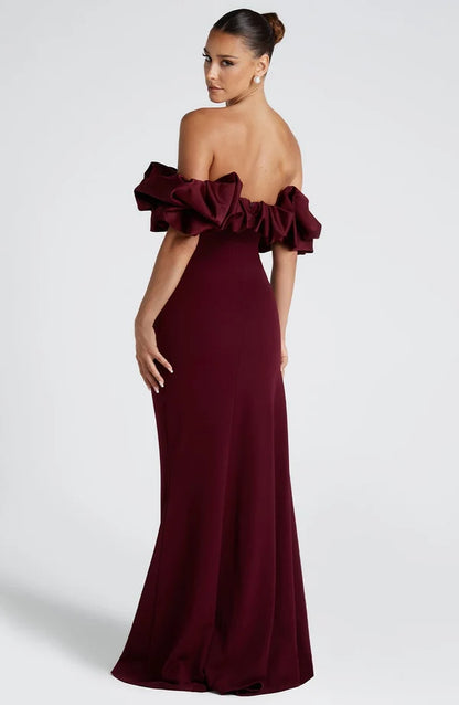 Nicole | Damen Schulterfreies Figurbetontes Abendkleid