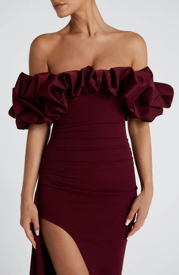 Nicole | Damen Schulterfreies Figurbetontes Abendkleid