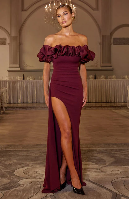 Nicole | Damen Schulterfreies Figurbetontes Abendkleid