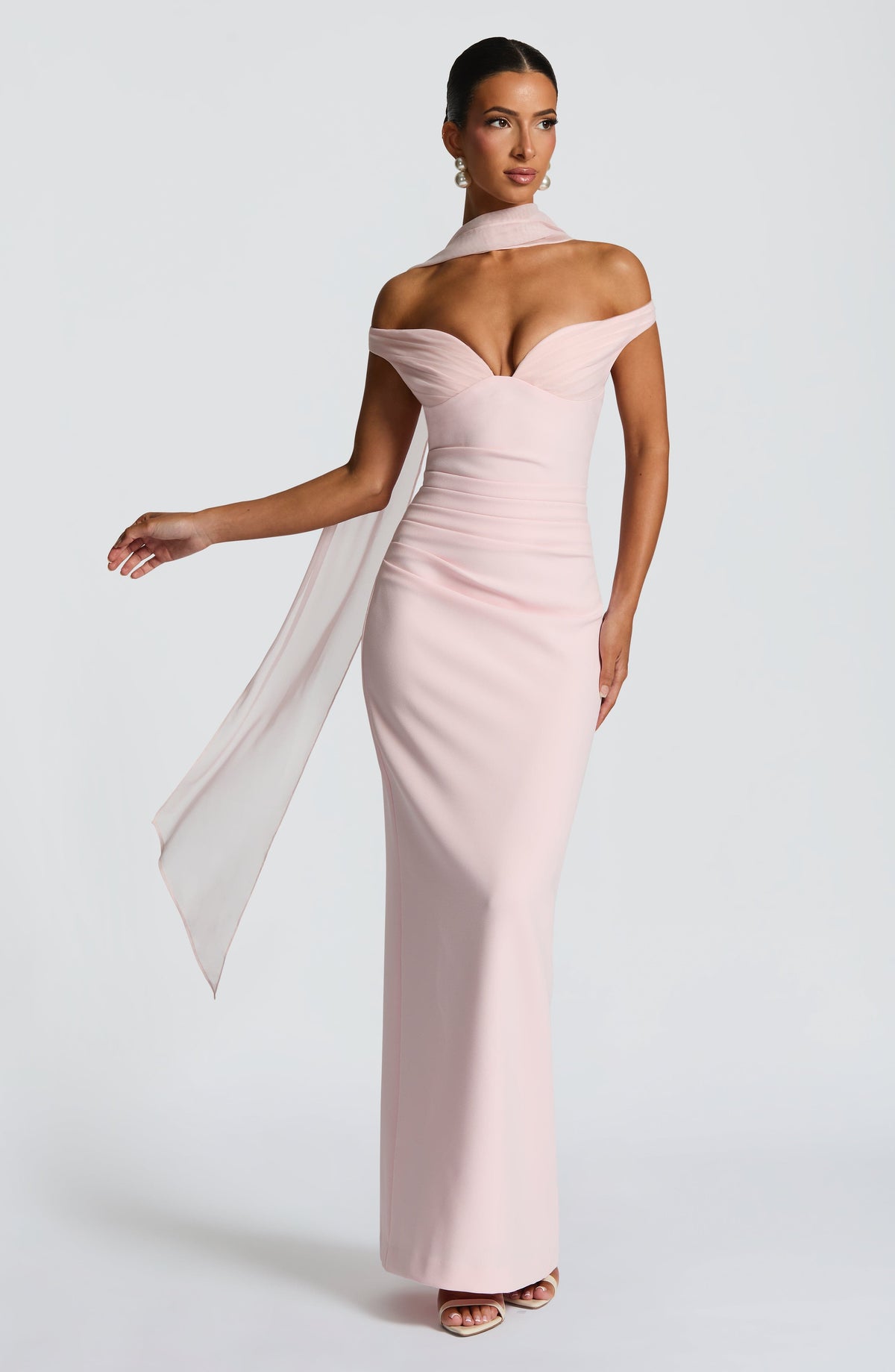Emma | Damen Figurbetontes Schulterfreies Abendkleid