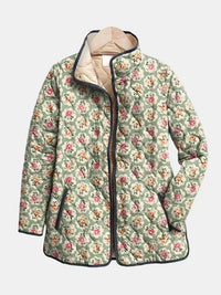 Emma | Damen Vintage Blumen Kunstdruck Steppjacke