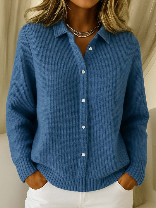 Monika | Damen Klassischer Kragen Knopfpullover